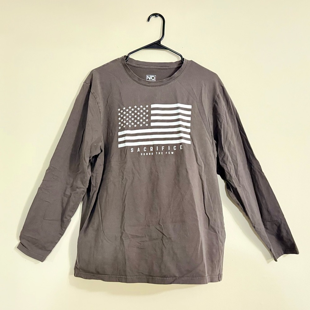 NFQ Men's “Sacrifice, Honor the Few” Gray Long Sleeve Shirt Large